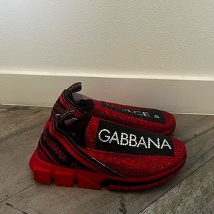 Red studded original Dolce and Gabbana men Sorento sneakers.